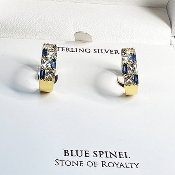 14k Gold Over Sterling Spinel and Sapphire Earrings NWT - Picture 2 of 7